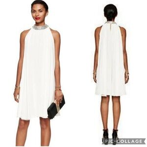 Kate Spade Madison Avenue Dessa White Trapeze Dress Rhinestone Collar Size 6
